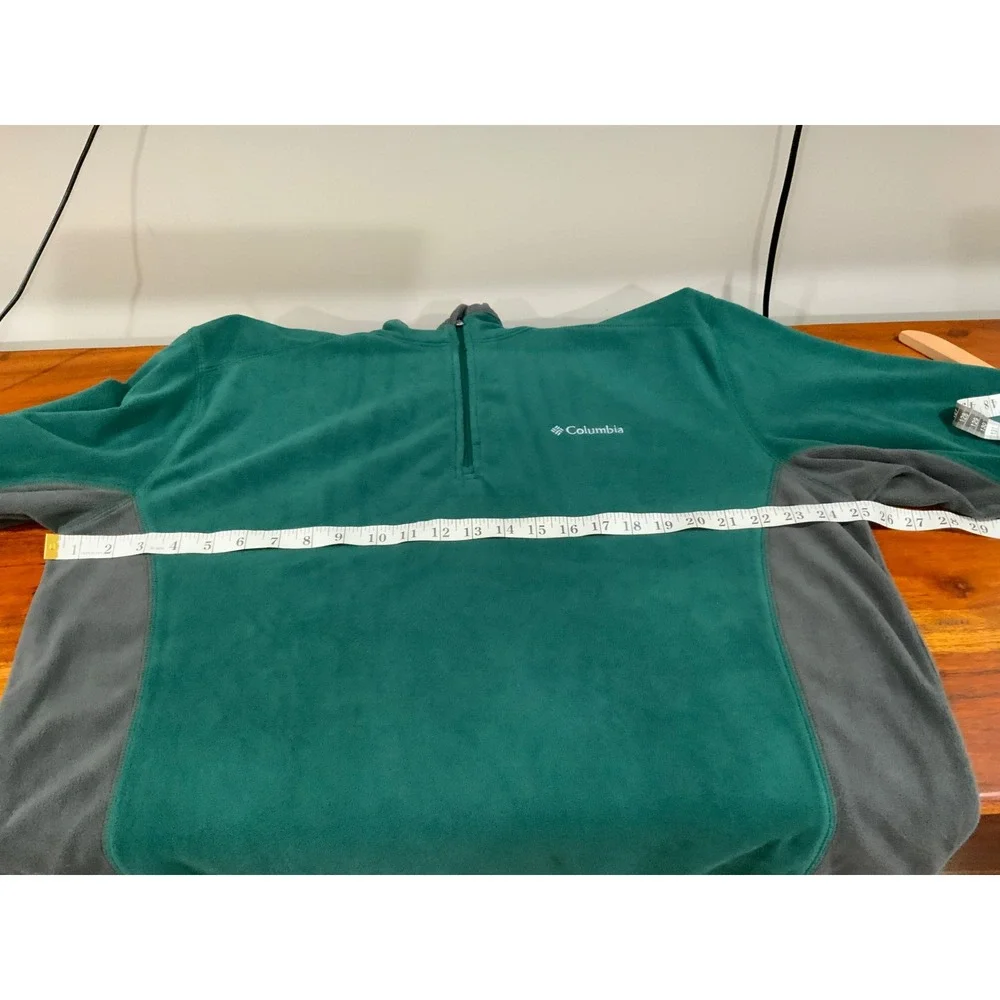 Columbia Mens XL Green Gray Fleece Quarter Zip Pullover Sweater XM6279